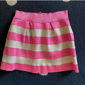 pink & cream striped textured skirt